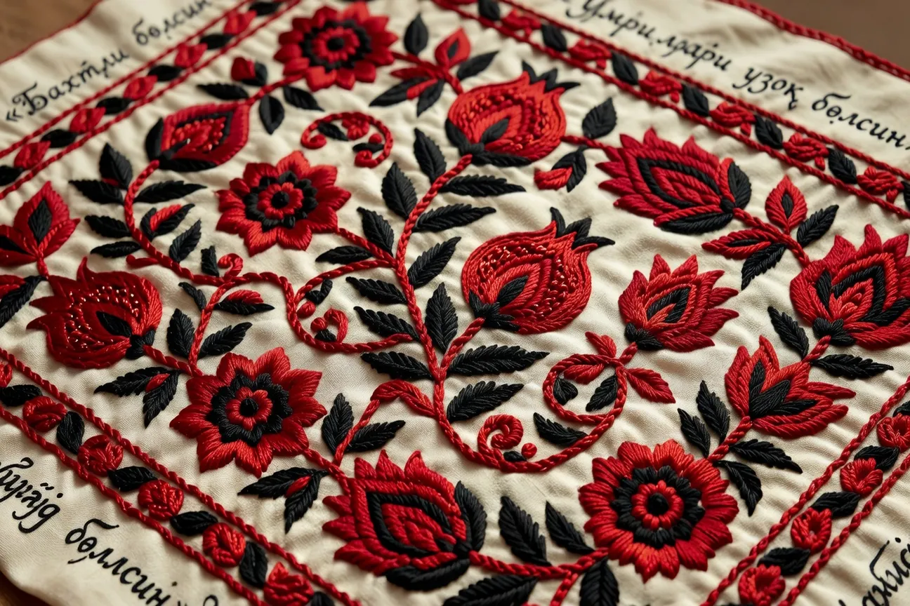 Suzani brodée, textile traditionnel du mariage ouzbek